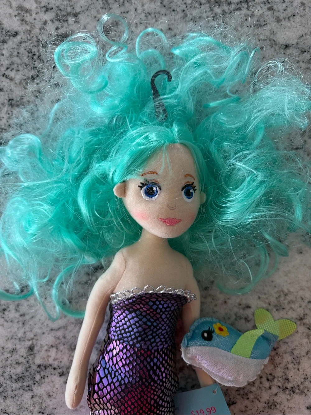 Ron Jon Mermaid Doll with Teal Hair and Purple Scale Dress